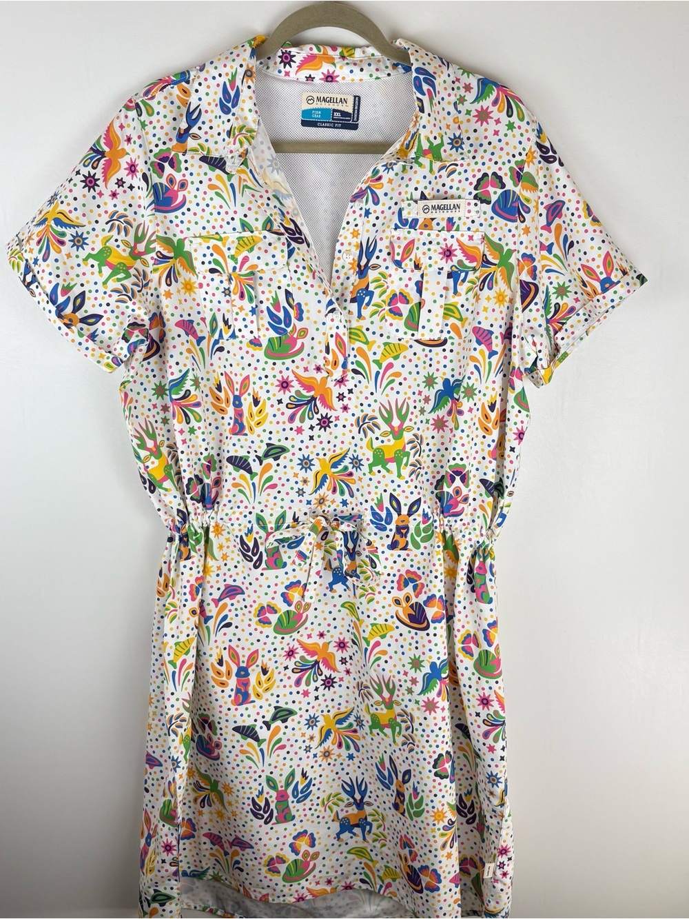 Magellan Outdoors Womens 2XL Fishing Gear Classic Fit Shirt Dress Floral Vented
